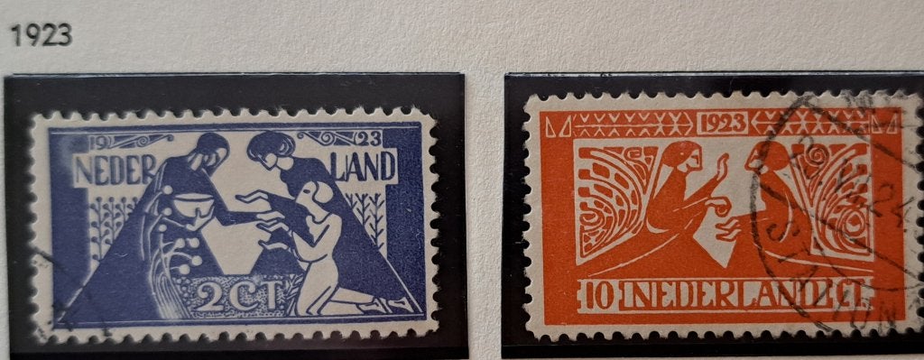 Nederland 1923 nvph 134/135 gest. (Davo), Ophalen of Verzenden, T/m 1940, Gestempeld