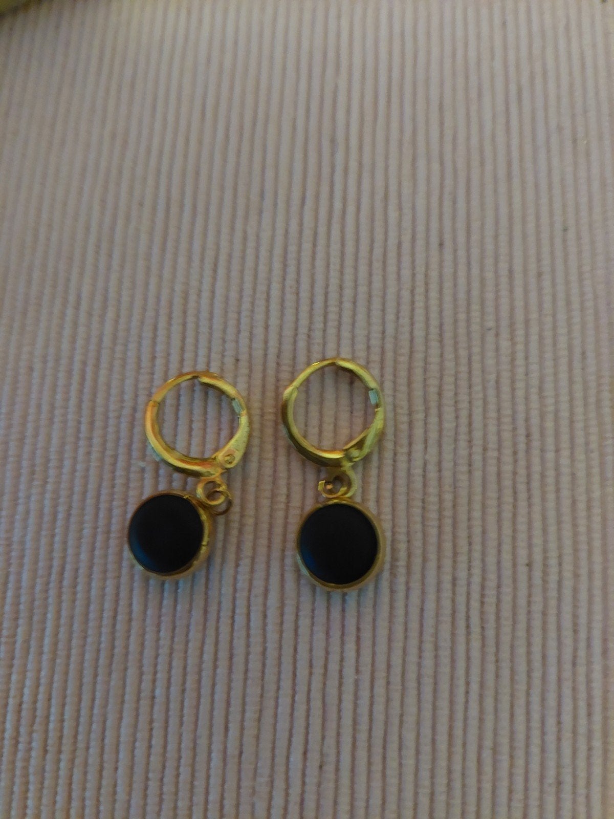 oorbellen met zwarte onyx hangers, Ophalen, Overige materialen, Hangers, Zo goed als nieuw