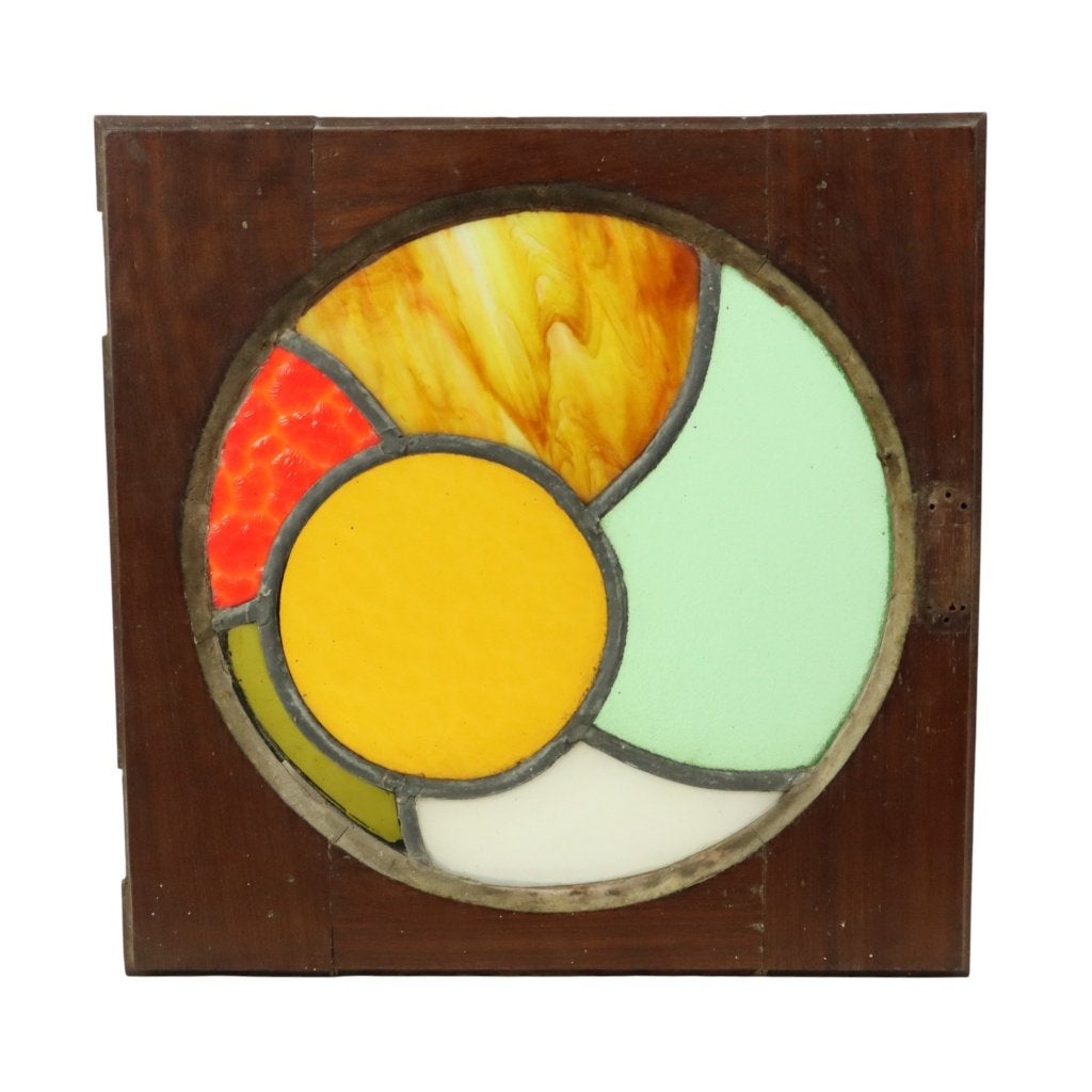 Kleurrijk Glasraam Paneel Glas in Lood Houten Frame 37cm, Antiek en Kunst, Ophalen of Verzenden