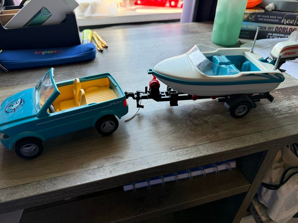 Playmobil auto met boot en trailer, Kinderen en Baby's, Speelgoed | Playmobil, Ophalen of Verzenden, Zo goed als nieuw