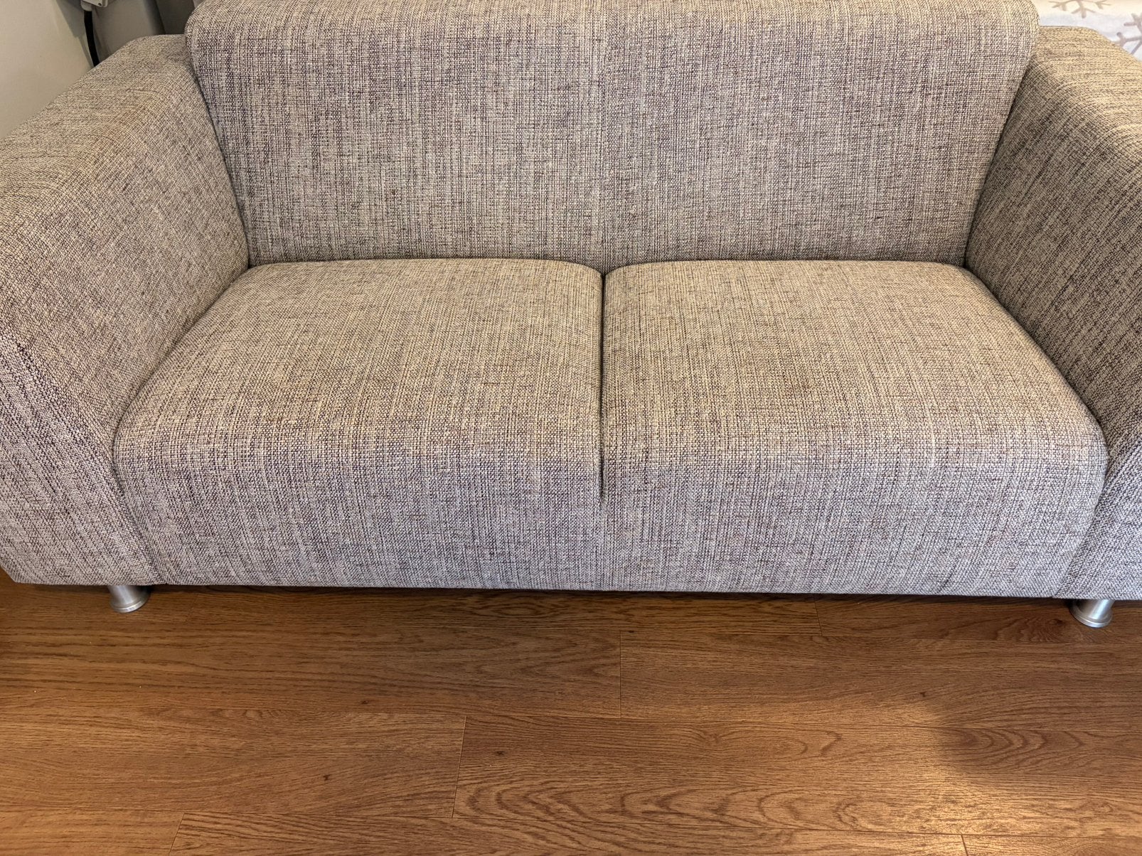 Bank tweezits grijs gemeleerd, Ophalen, 150 tot 200 cm, Tweepersoons, 75 tot 100 cm