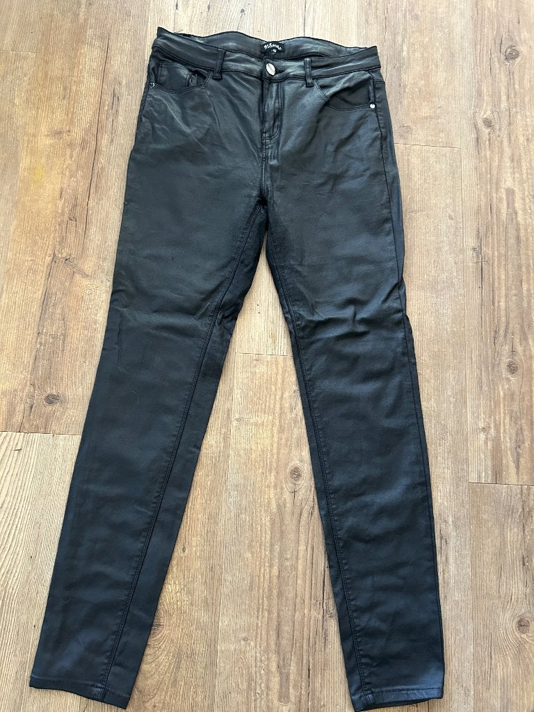 MS mode coated broek zwart mt 42, Maat 38/40 (M), Zwart, Ophalen of Verzenden, Zo goed als nieuw