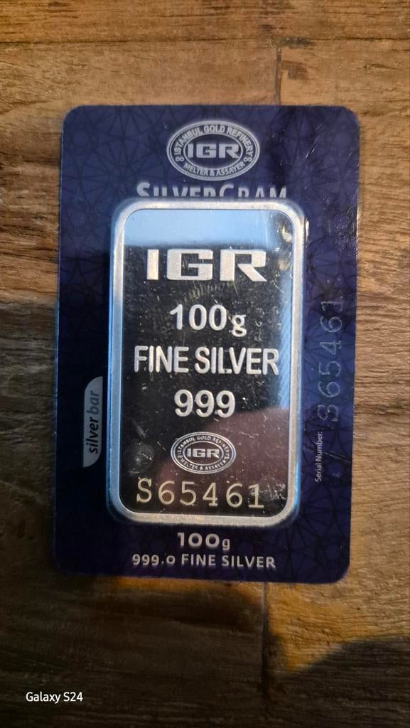 100 gram IGR Zilverbaar - 999 Fijn Zilver, Postzegels en Munten, Edelmetalen en Baren, Ophalen