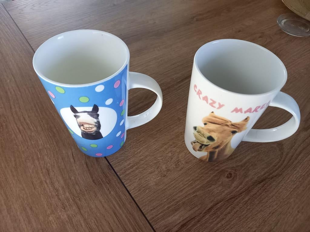 Leuke mokken met paardenopdruk - set van 2, Overige typen, Ophalen of Verzenden, Zo goed als nieuw, Overige stijlen