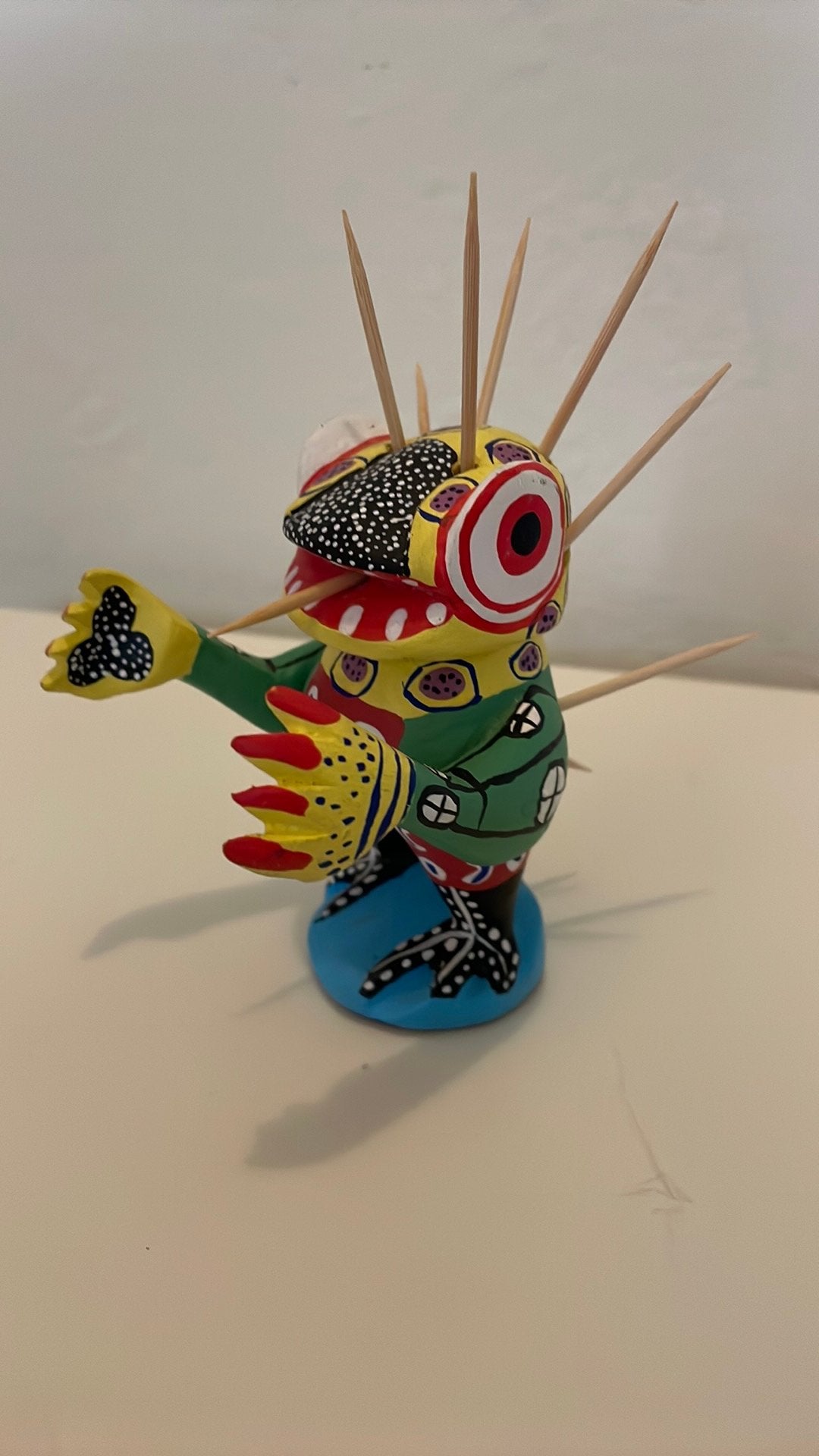 Handgemaakte Mexicaanse alebrije prikkerhouder., Antiek en Kunst, Meerkleurig, Hout, Handgemaakt, Ophalen of Verzenden