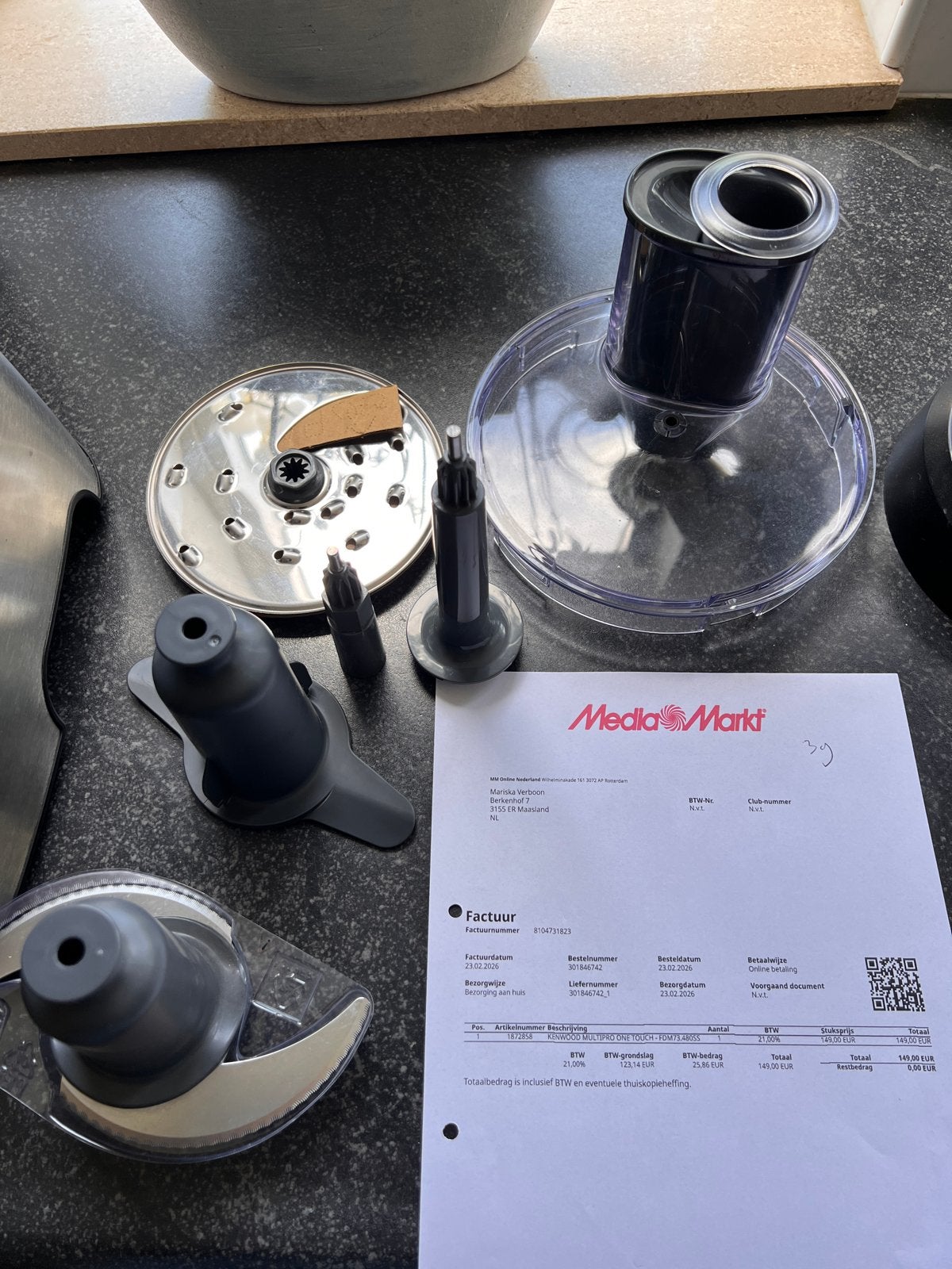 Kenwood MultiPro Express Weigh+ FDM73 Foodprocessor, 2 tot 3 liter, Ophalen, Zo goed als nieuw, 3 snelheden of meer