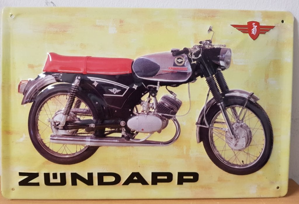 Zundapp brommer relief reclamebord van metaal wandbord deco, Ophalen of Verzenden, Nieuw, Auto's