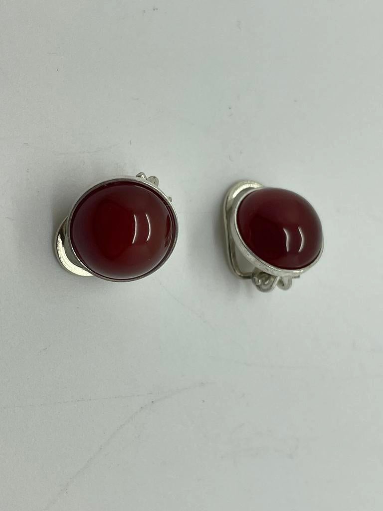 D468 Prachtige zilveren clip oorbellen carneool, 20 of groter, Ophalen of Verzenden, X, Met edelsteen