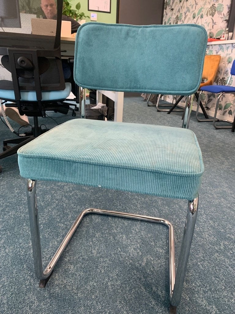 rib stoel sledebuis aqua, Ophalen, Blauw, Nieuw, Stof