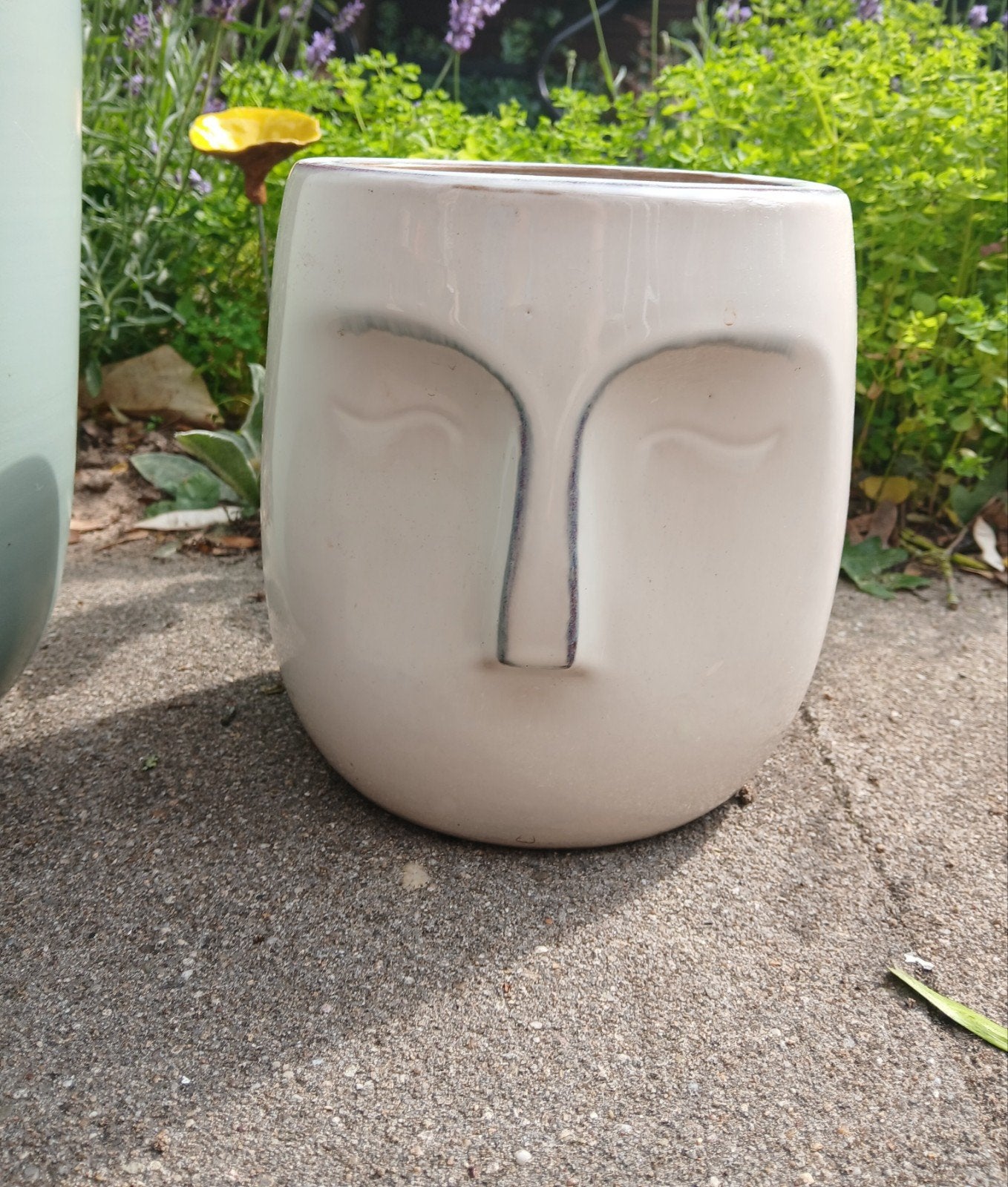 Plantenpot gezicht, Tuin en Terras, Bloempotten, Rond, Binnen, Ophalen of Verzenden, Aardewerk