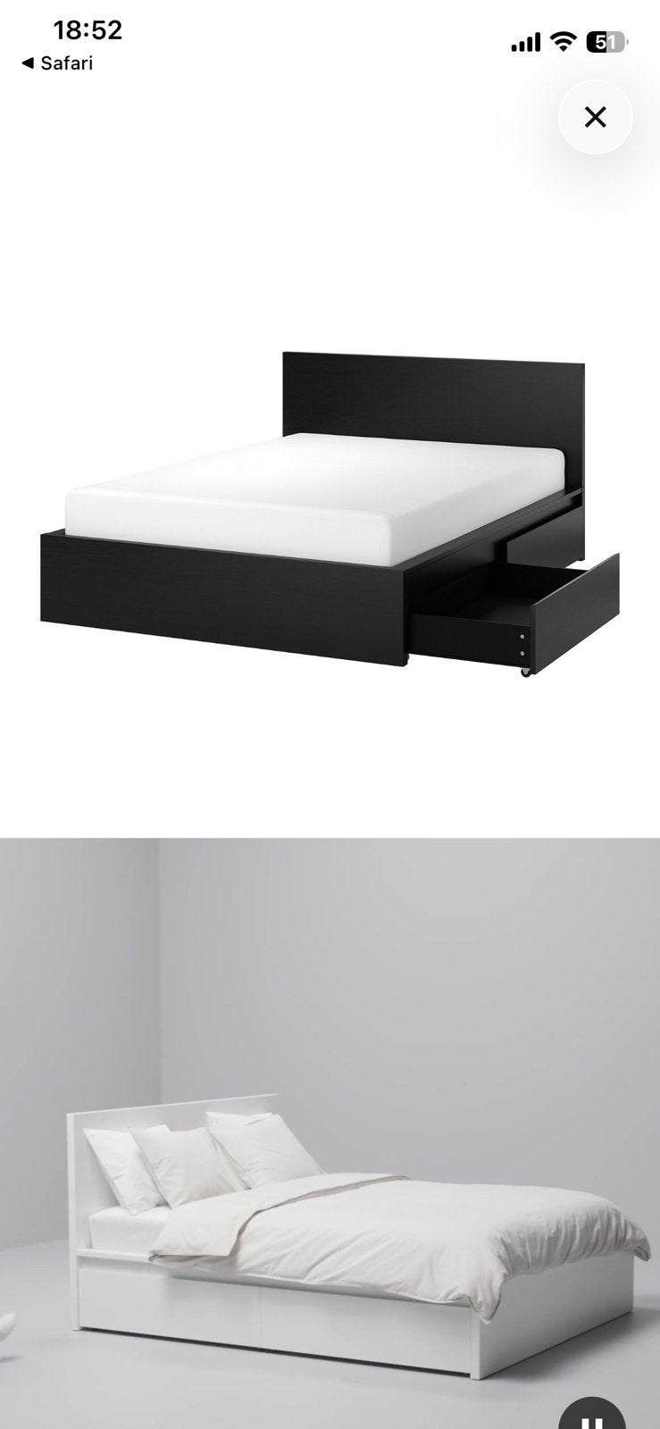 Ikea bedframe, zwart hout