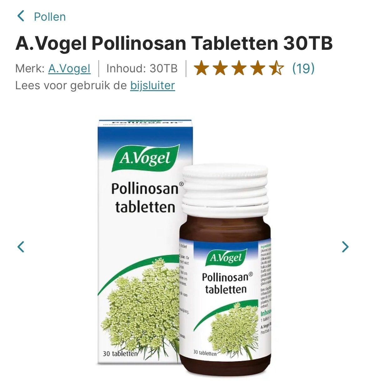 5 doosjes A.Vogel Pollinosan Tabletten 30TB, Sport en Fitness, Gezondheidsproducten en Wellness, Ophalen of Verzenden, Nieuw, Poeder of Drank