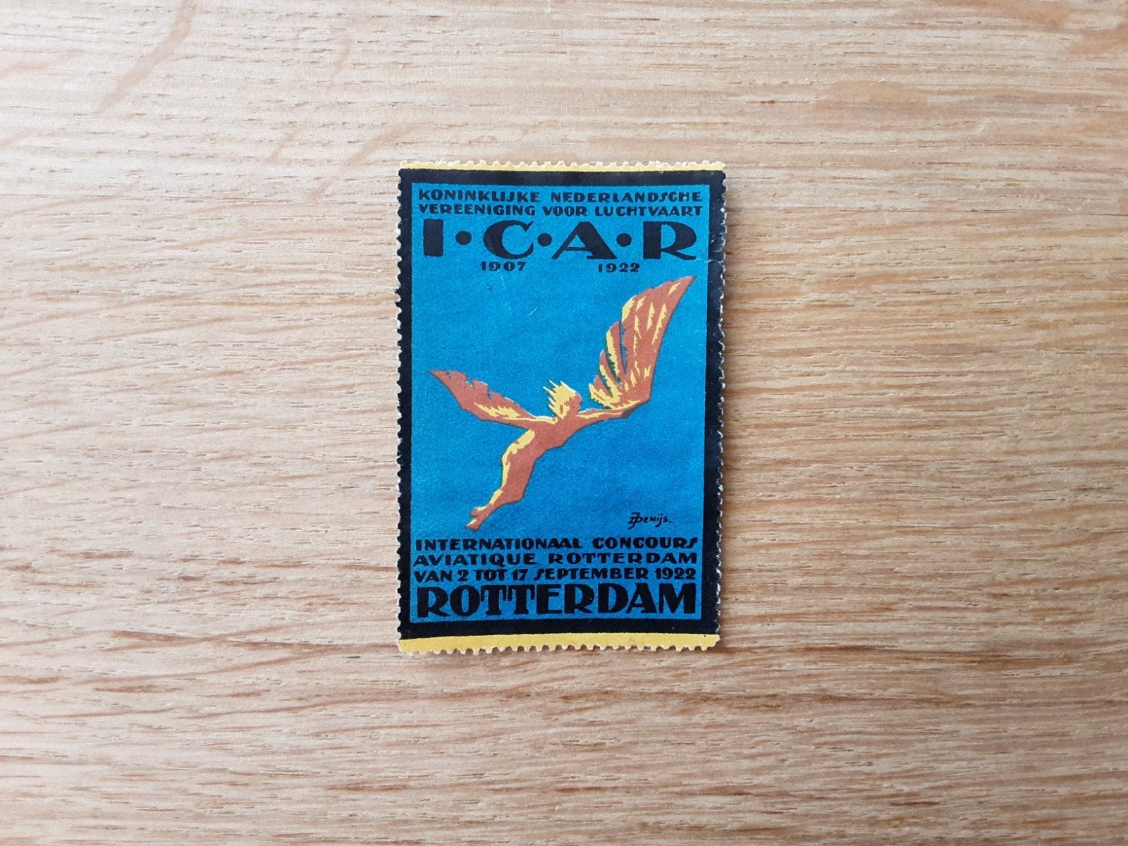 Sluitzegel luchtvaart I.C.A.R. int. concours Rotterdam 1922, Ophalen of Verzenden