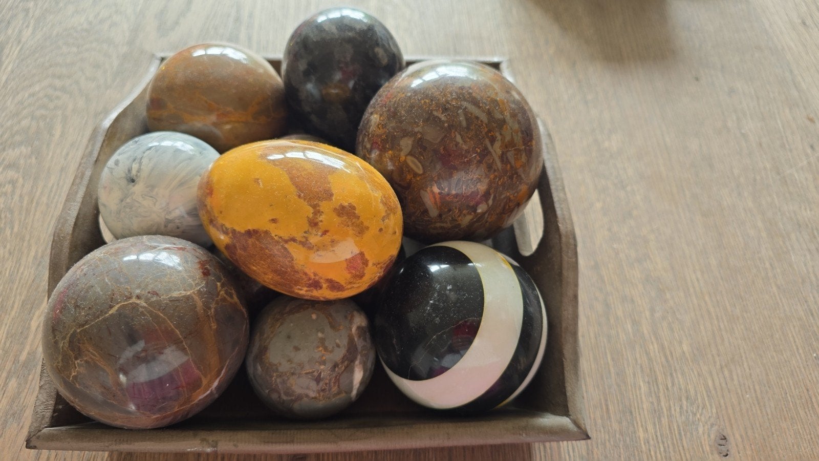 Gepolijste bollen van natuursteen (zwaar), Ophalen of Verzenden, Zo goed als nieuw, Meerkleurig, Steen/keramiek