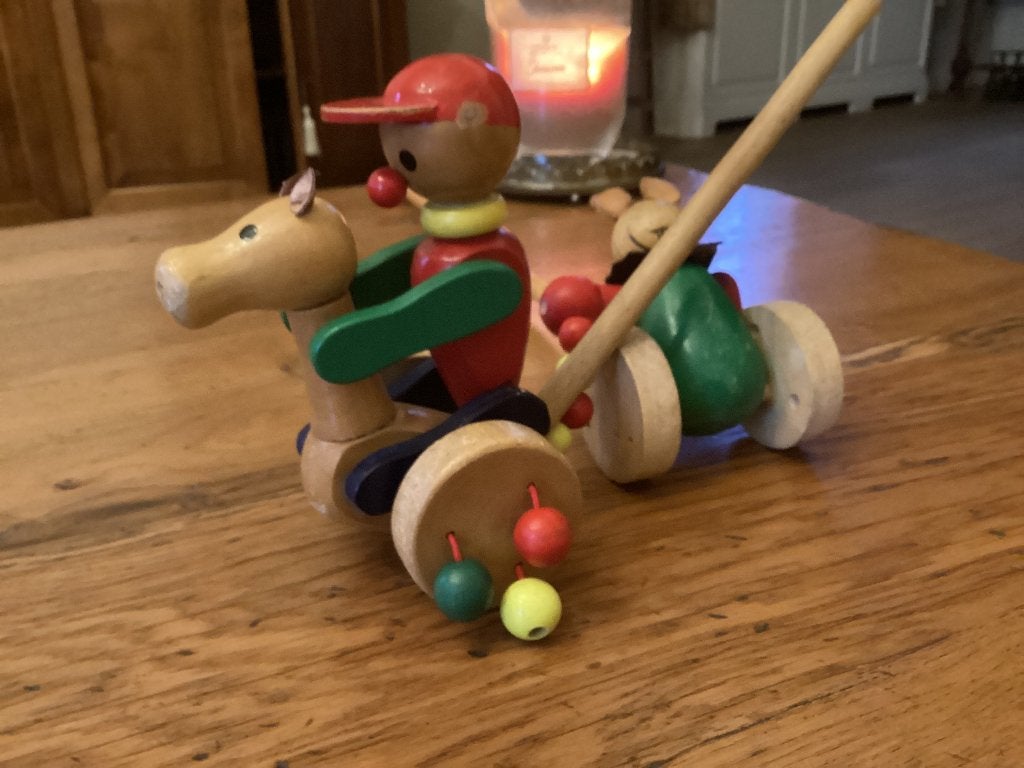 Houten speelgoed, loopmannetjes, Vintage speelgoed, Ophalen of Verzenden, Gebruikt