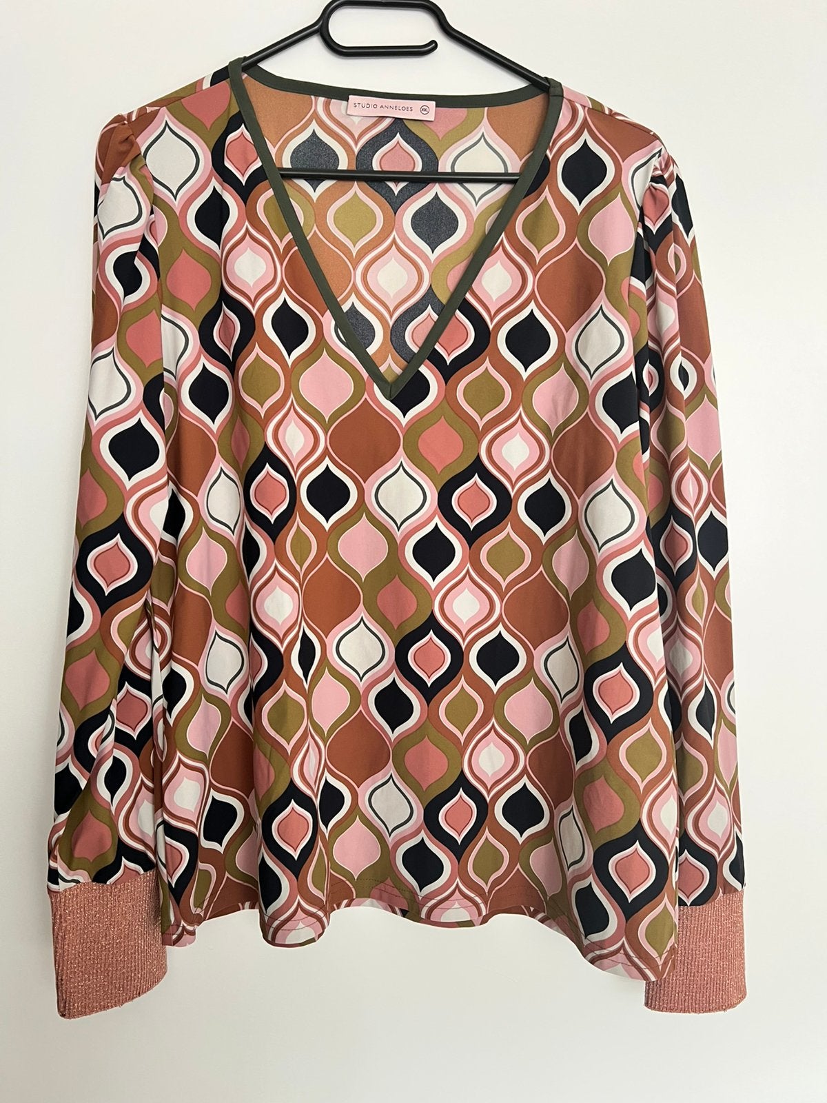 Studio anneloes sophia retro shirt XXL cinnamon/army/roze, Maat 46/48 (XL) of groter, Ophalen of Verzenden, Zo goed als nieuw
