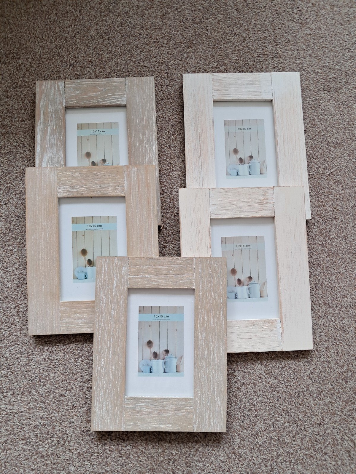 5 houten fotolijsten 10x15 cm, Beige, Ophalen of Verzenden, Zo goed als nieuw, Fotolijst