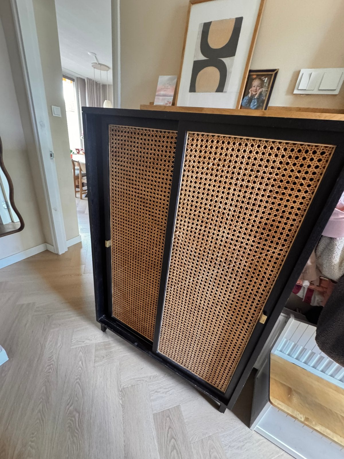 HK Living - Webbing kast met schuifdeuren, Ophalen of Verzenden, Gebruikt, 25 tot 50 cm