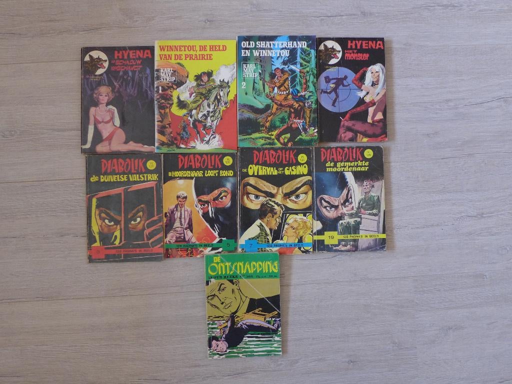 Diverse stripboeken: Diabolik, Hyena, Winnetou/ Shatterhand, Boeken, Stripboeken, Gelezen, Diverse auteurs, Ophalen of Verzenden