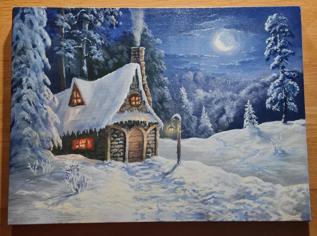 Mooi Kerst schilderij met verlichting, Ophalen of Verzenden, Zo goed als nieuw
