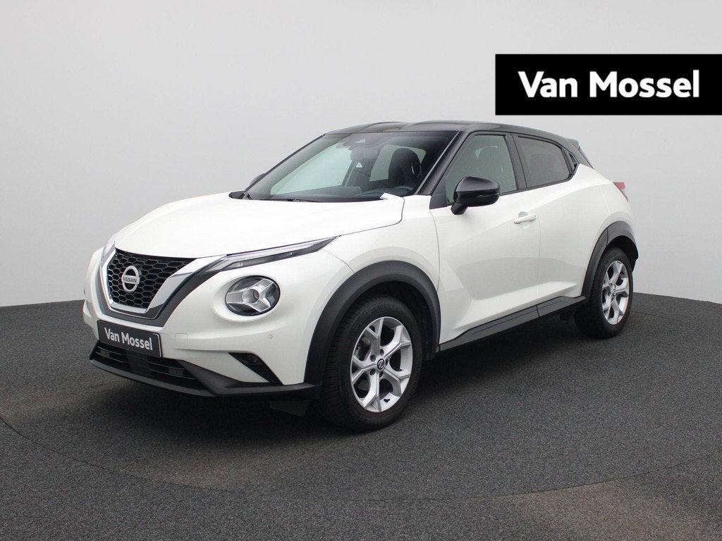 Nissan Juke 1.0 DIG-T Tekna | Automaat | Keyless | Sport sto, Auto's, Nissan, 12 maanden, Euro 6, Leder en Stof, Wit
