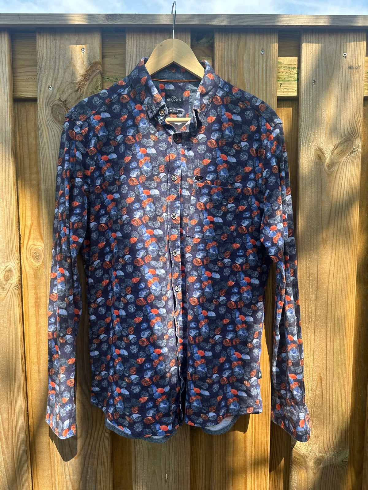 Engbers Slim Fit Overhemd T-shirt Stof Print Maat L, Ophalen of Verzenden, Gedragen, Meerkleurig, Halswijdte 41/42 (L)