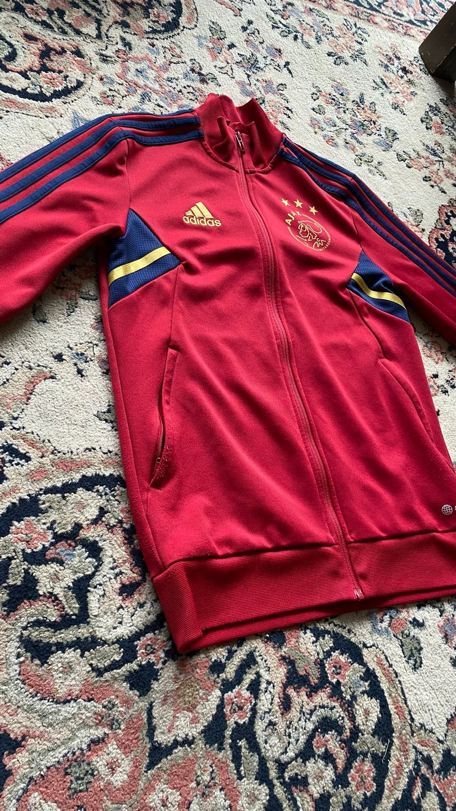Adidas Ajax trainingsjack rood maat 164/XS, Verzenden, Overige maten, Zo goed als nieuw, Voetbal