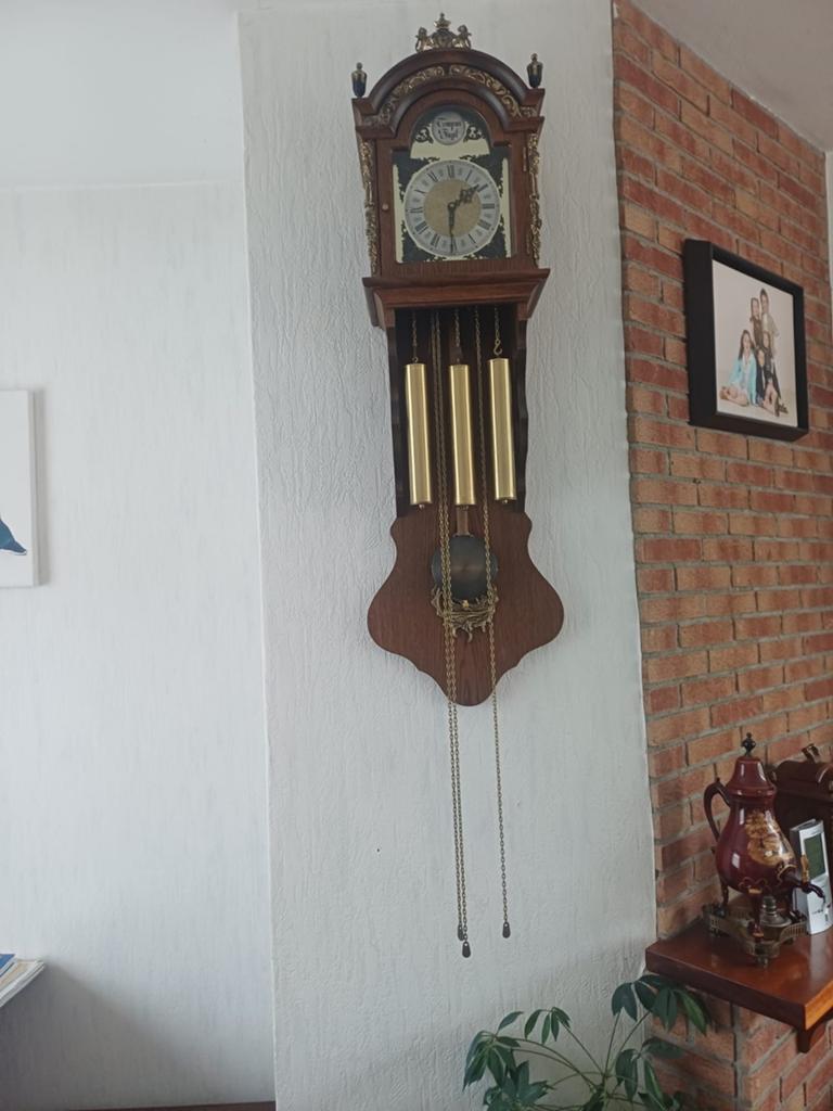 Antieke wandklok met slinger - Tempus Fugit, Antiek en Kunst, Ophalen