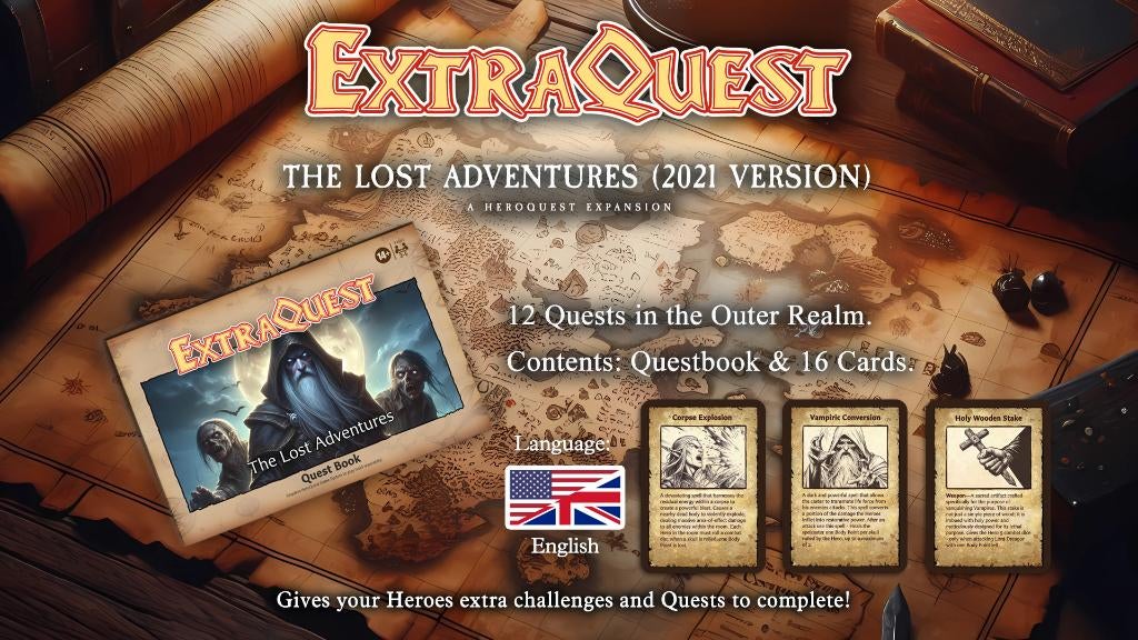 ExtraQuest The Lost Adventures Engels Heroquest 2021 Edition, Hobby en Vrije tijd, Gezelschapsspellen | Bordspellen, Verzenden