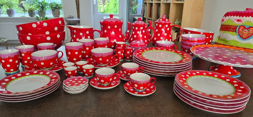 Nieuw Olily Rood servies of 100 delig in 4 kleuren, Ophalen, Nieuw, Overige stijlen, Porselein