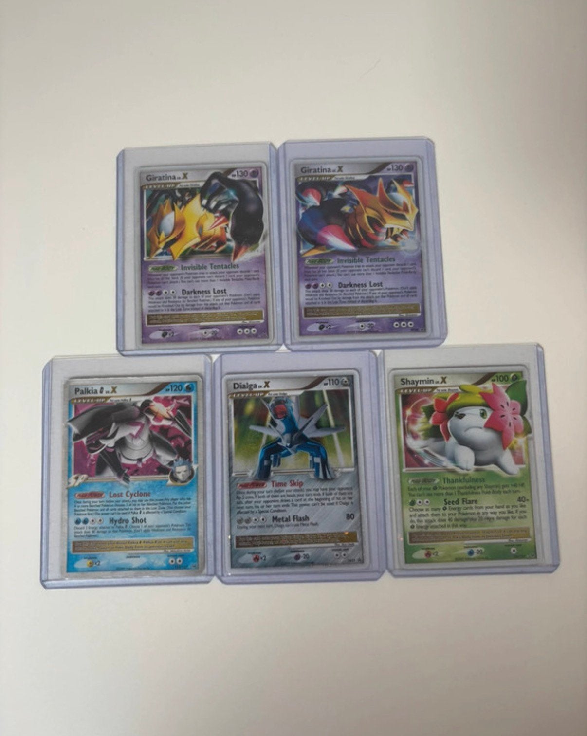 Pokémon kaarten LV.X Giratina Palkia Dialga Shaymin Vintage, Hobby en Vrije tijd, Ophalen of Verzenden, Zo goed als nieuw, Meerdere kaarten