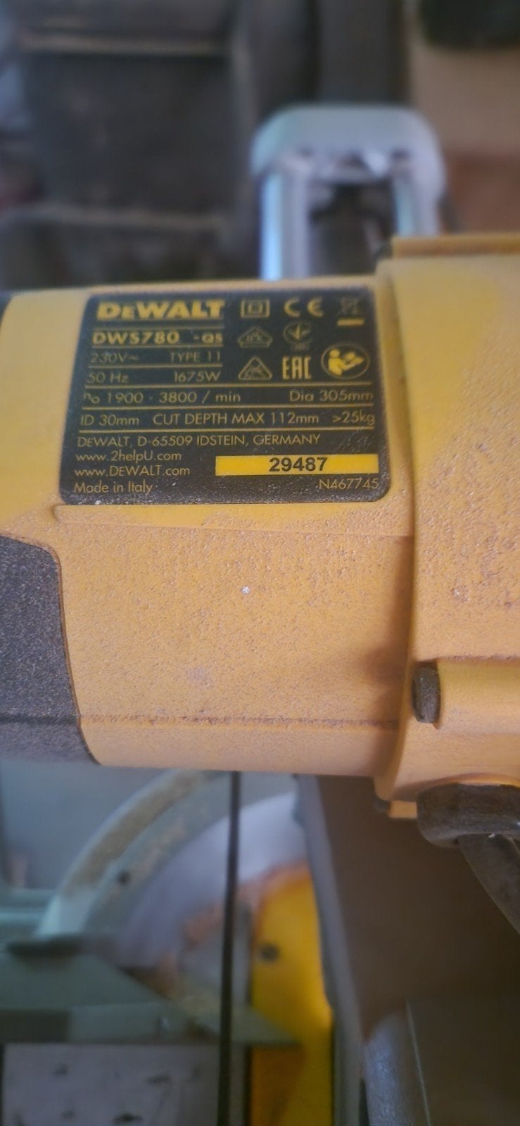 DeWalt DWS780 Afkortzaag - Krachtig en Nauwkeurig, Ophalen, DeWalt, 70 mm of meer, Zo goed als nieuw