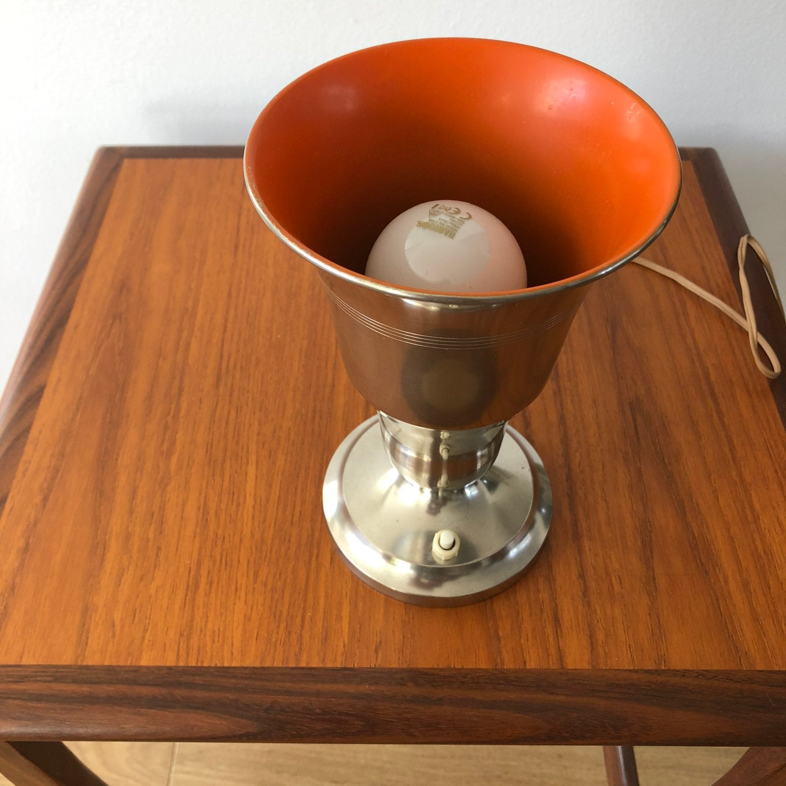 Vintage tafellamp /(bed) lamp | Jeka Tiel |oranje | jaren 50, Oranje, Ophalen of Verzenden, Art deco