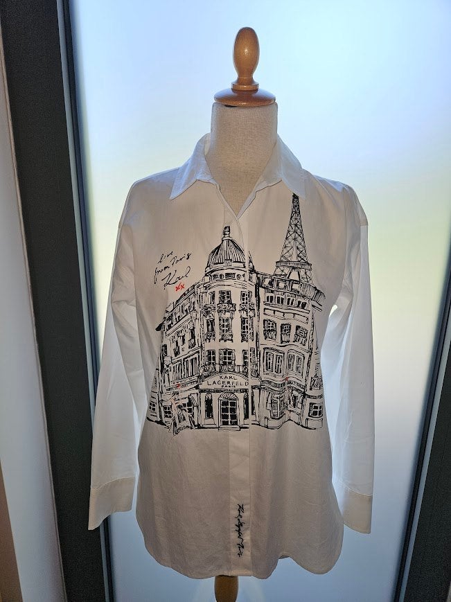 Nieuwe witte Karl Lagerfeld blouse maat L/38 € 50, Kleding | Dames, Maat 38/40 (M), Karl Lagerfeld, Wit, Nieuw
