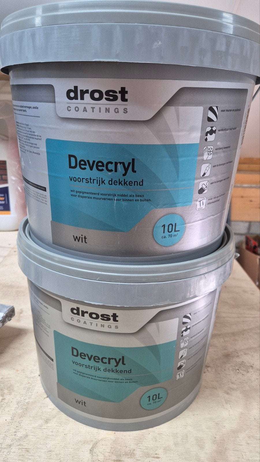 Drost Devecryl Voorstrijk Dekkend Wit 10L (2 stuks), Ophalen, Nieuw, Wit