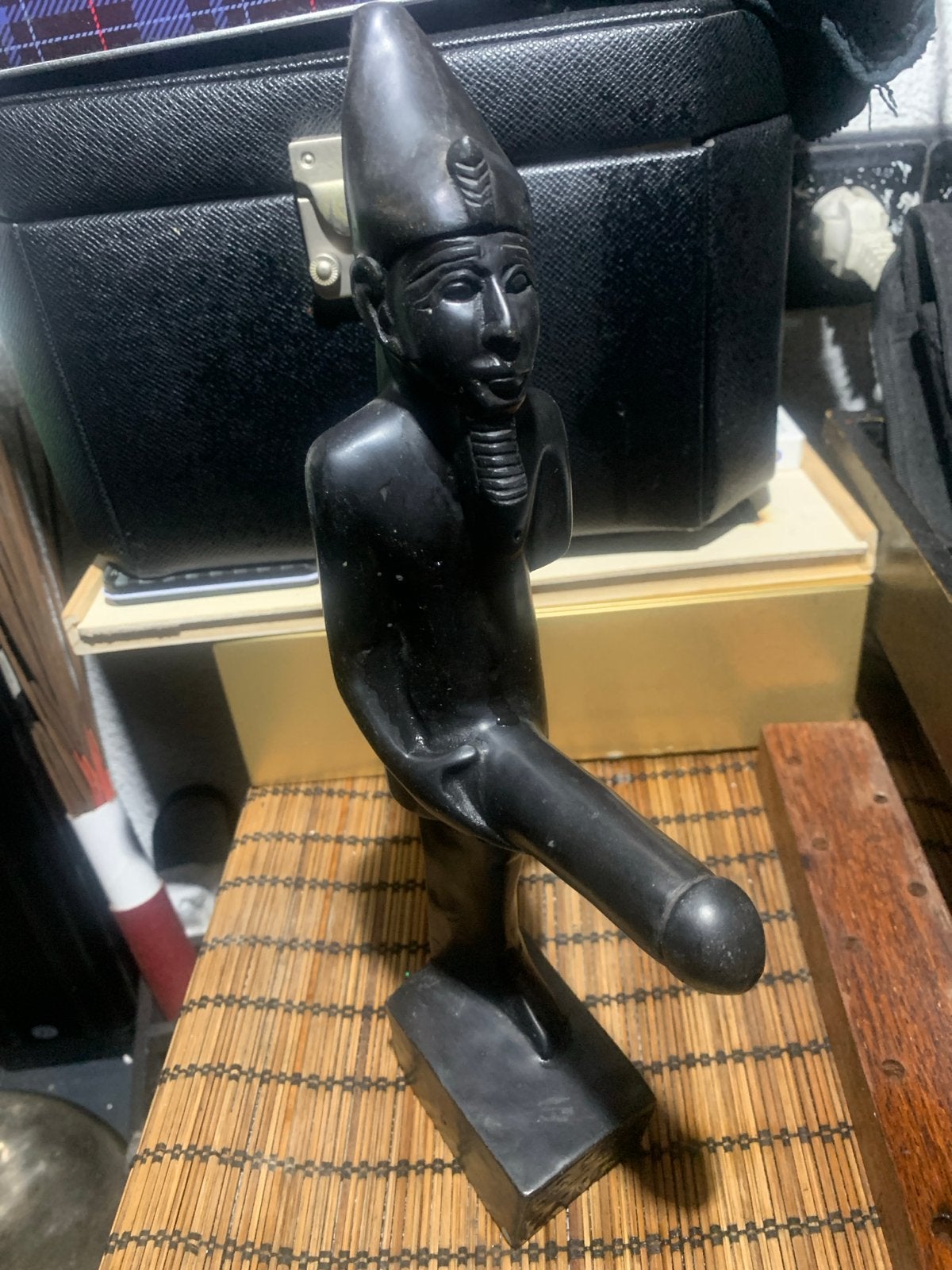 Antiek Egyptisch beeldje van vruchtbaarheidsgod  28cm, Ophalen of Verzenden