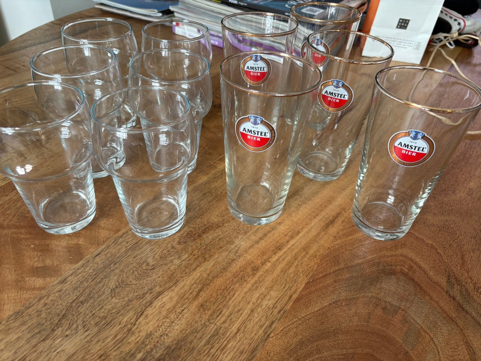 11 bierglazen oa Amstel, Ophalen of Verzenden, Gebruikt, Bierglas
