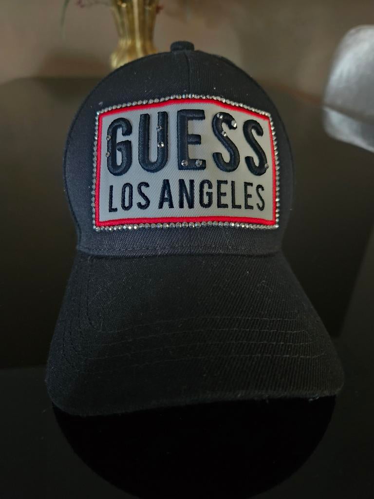 Guess dames pet - Zwart met logo en strass, Guess, One size fits all, Ophalen of Verzenden, Pet