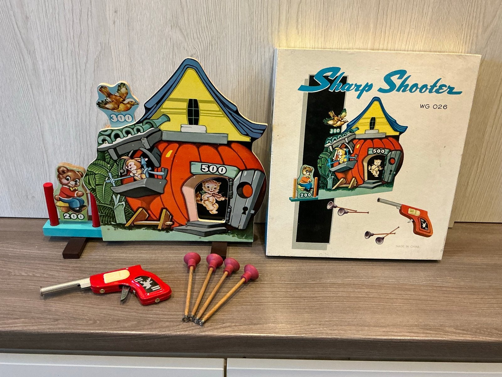 Vintage Sharp Shooter Schietspel met Zuignap Pijltjes, Antiek en Kunst, Ophalen of Verzenden