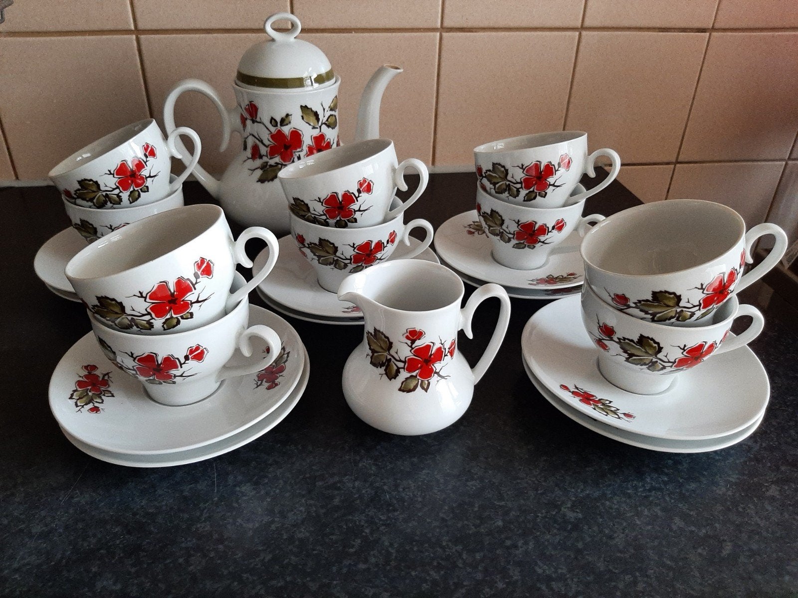 Vintage Schumann Arzberg Bavaria servies met bloemmotief, Ophalen