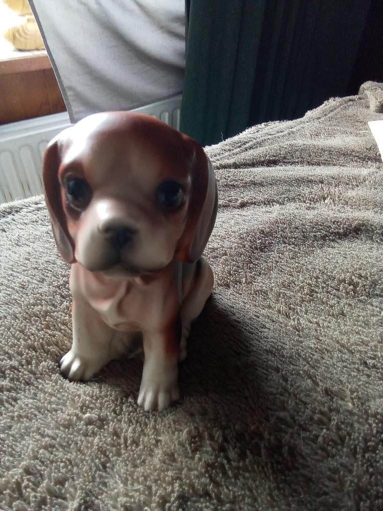 1 retro vintage beagle beeld ongeveer 12 cm, Ophalen, Gebruikt, Hond of Kat, Beeldje of Figuurtje
