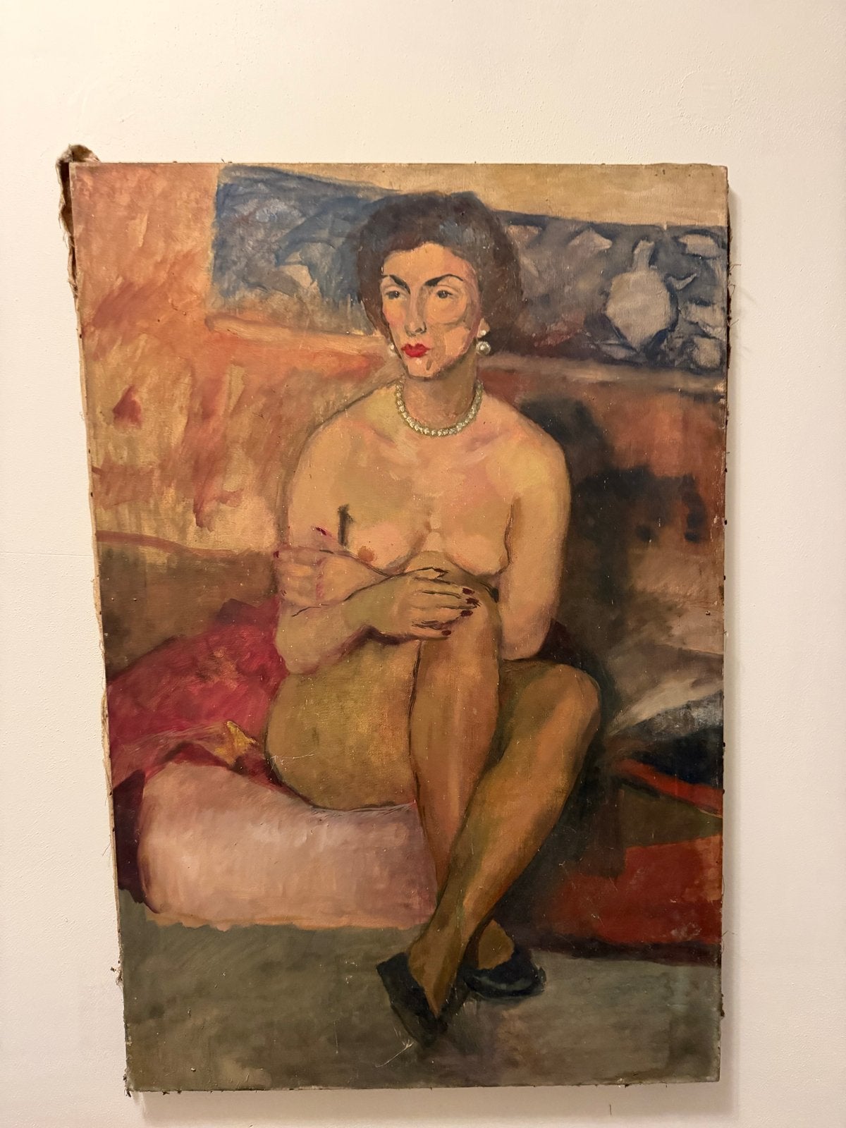 Bob hylkema dame Klassiek naaktportret, olieverf op doek, Doek, Portret of Personen, Ophalen of Verzenden, Gesigneerd