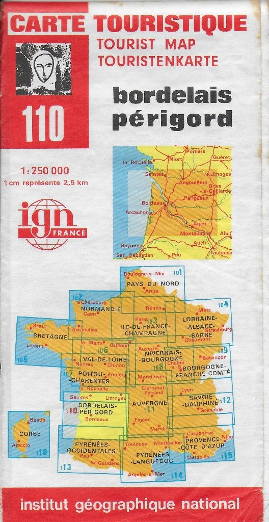Ws2 plattegrond 110 bordelais perigord frankrijk 1980, Gelezen, Frankrijk, Ophalen of Verzenden, Landkaart