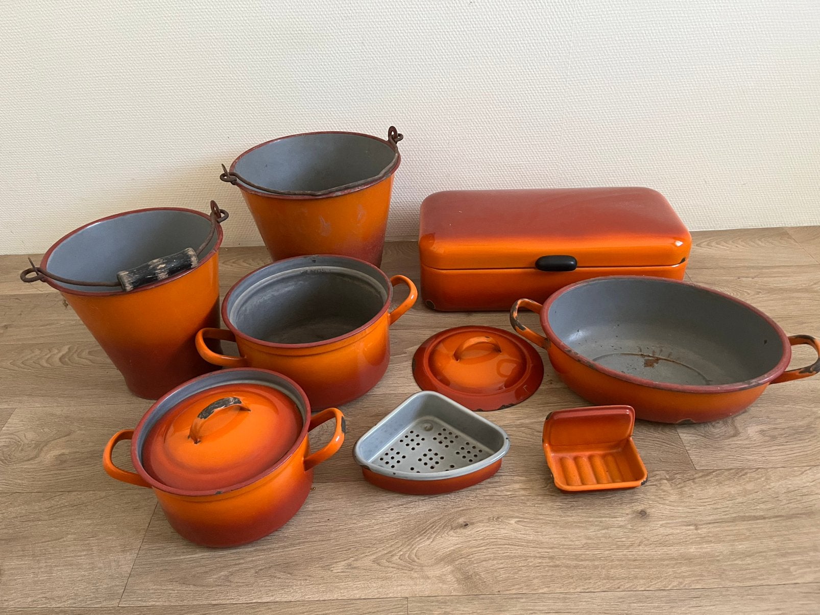 Vintage emaille set., Ophalen, Gebruikt, Overige materialen