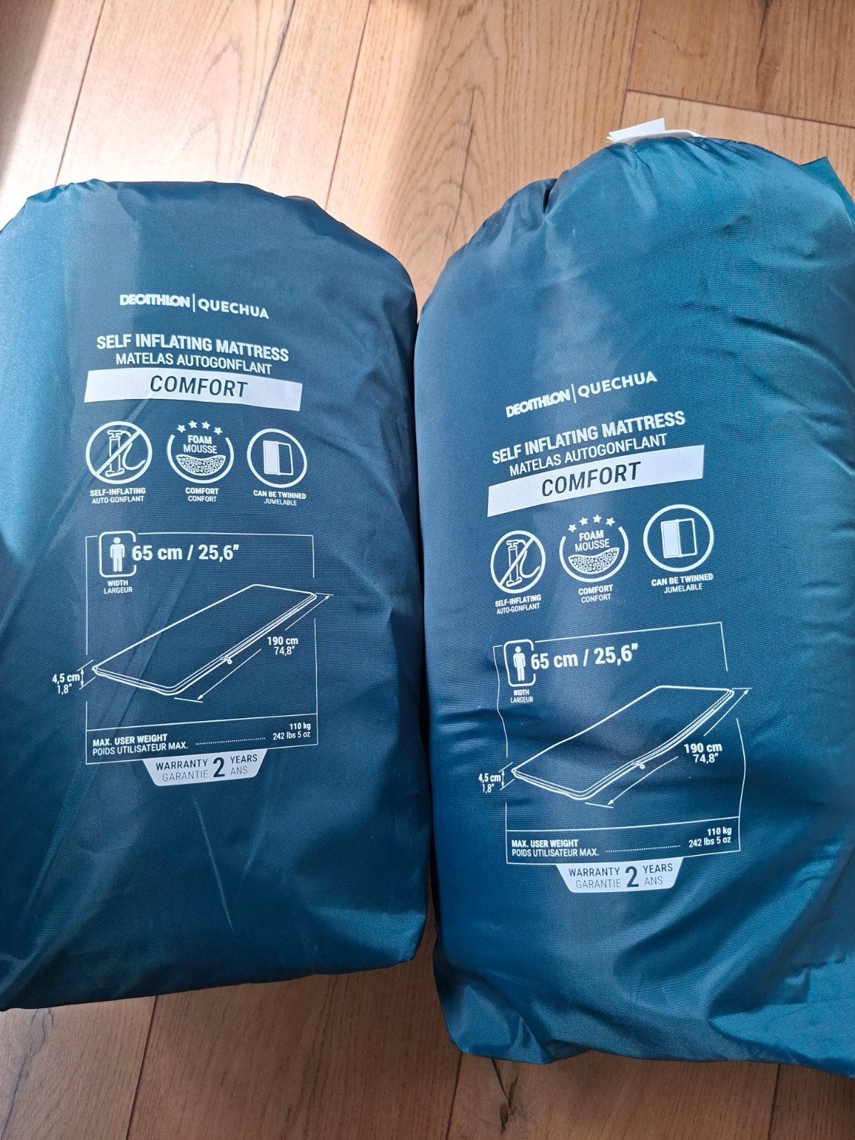 2 Quechua Comfort zelfopblaasbare luchtbedden 1x gebruikt!, Caravans en Kamperen, Luchtbedden, Ophalen