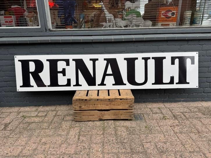 Vintage Renault Emaille Reclamebord - Groot Formaat, Verzamelen, Merken en Reclamevoorwerpen, Ophalen, Reclamebord, Gebruikt, .