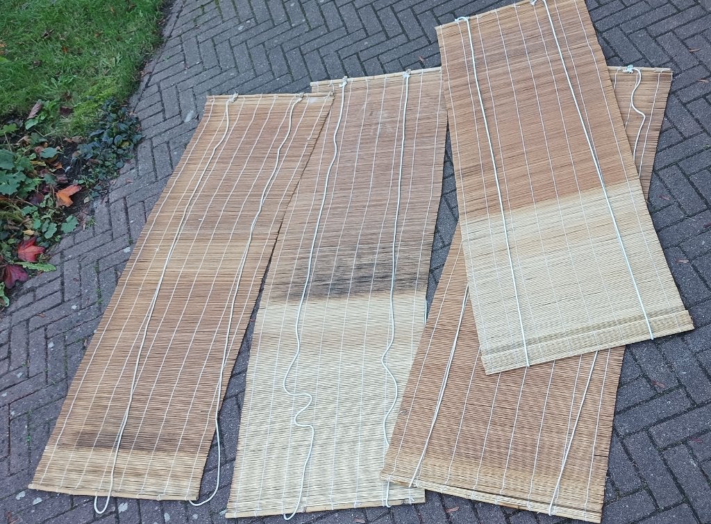 Zonwerende pitrieten rolgordijnen 4stuks 170x60cm, Huis en Inrichting, Overige materialen, Gebruikt, Rolgordijn, 170 cm