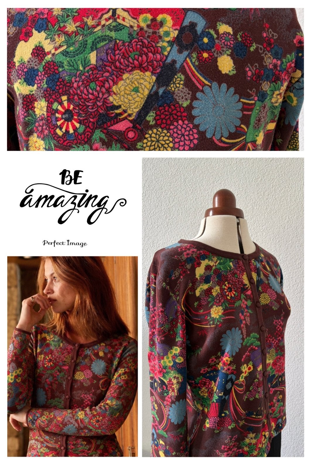 King Louie Cardi Roundneck-XL🌺bloemmotief - retro, Meerkleurig, Maat 46/48 (XL) of groter, Ophalen of Verzenden, Zo goed als nieuw