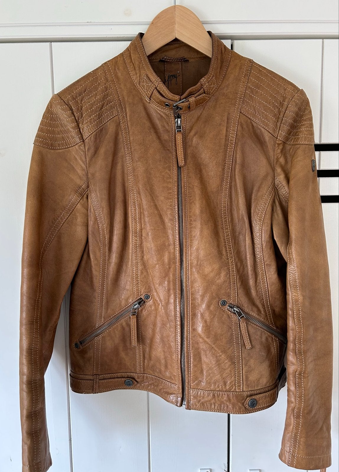 Gipsy Leren Jasje Maat L - Stijlvol en Tijdloos, Kleding | Dames, Ophalen of Verzenden, Gedragen, Maat 42/44 (L), Bruin