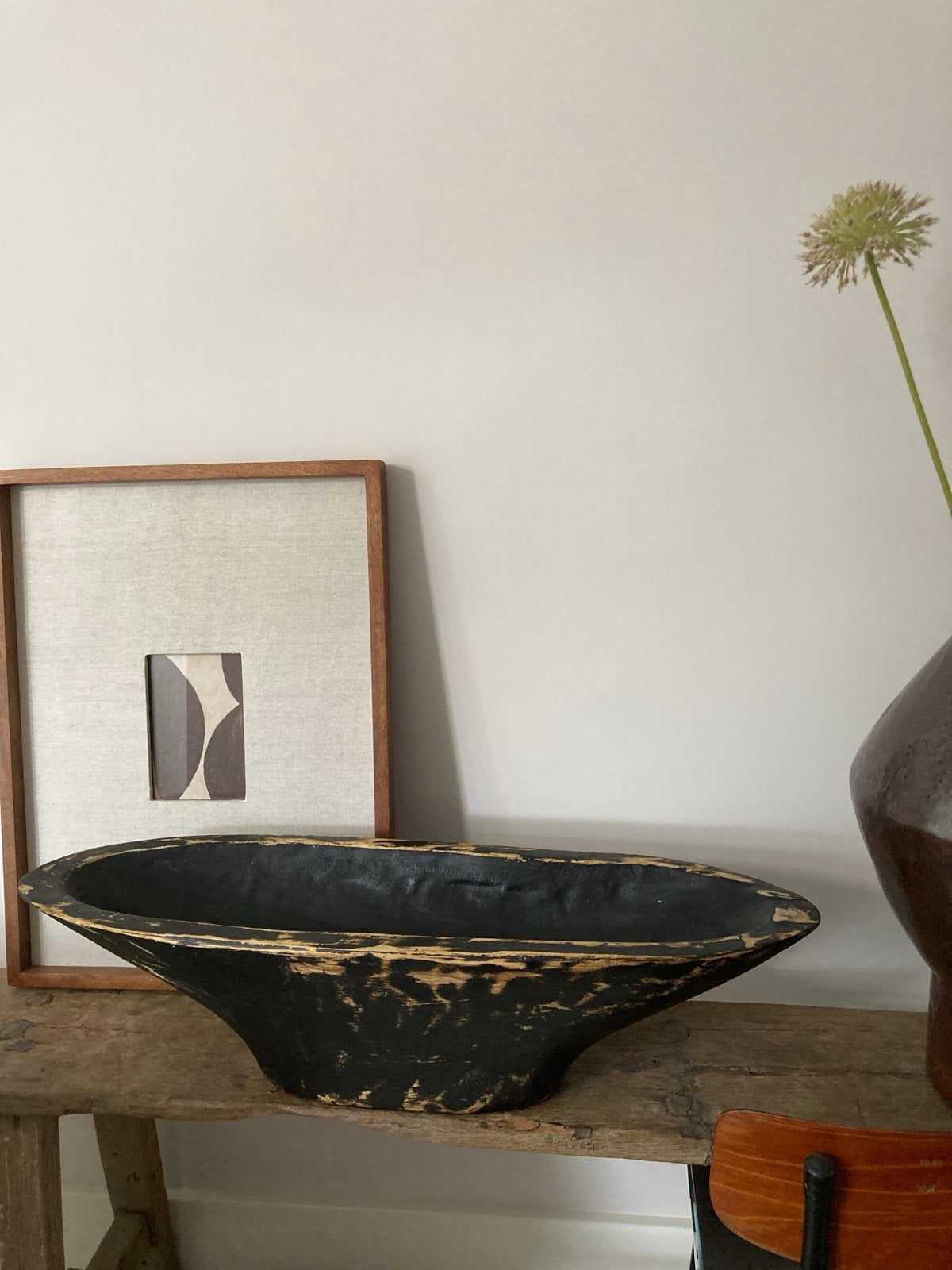 XXL Sleetse houten trog / bak - Zwart, Ophalen, Gebruikt, Ovaal, Hout